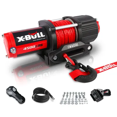 Produktbild von X-BULL Elektrische Seilwinde 13 m 12 Volt - 4500 LBS, Zugwinde mit Fernbedienung, Power Offroad Winde 2041 kg, Linear synthetisch