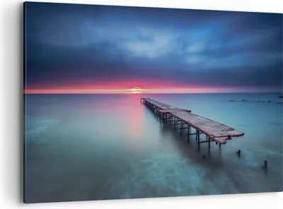 Produktbild von Bild auf Leinwand - Leinwandbild - Einteilig - Brücke Meer Landschaft - 120x80cm - Wand Bild - Wanddeko - Wandbilder - Leinwanddruck - Bilder - Wanddekoration - Leinwand bilder - AA120x80-4955