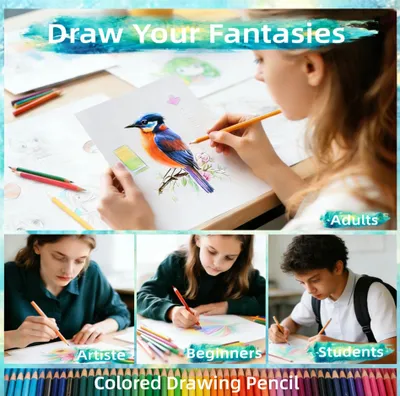 Imagen del producto de Juego de lápices de colores, de 72 unidades, para niños y adultos, ideal para dibujar