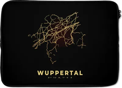 Produktbild von MuchoWow® Laptop Hülle 13 Zoll Stadtplan - Karte - Gold - Wuppertal - Karte Laptoptasche - Laptophülle - Sleeve - Rundumschutz