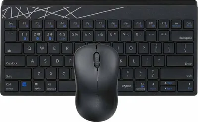 Produktbild von Rapoo 8000M, Mini, Kabellos, Bluetooth, QZERTY, Schwarz, Maus enthalten