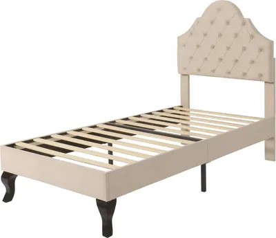 Image de Lit rembourré - Lit simple 90x200 cm - Avec sommier à lattes - Tête de lit réglable - Revêtement en velours - Design moderne - Blanc