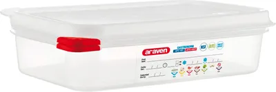 Produktbild von ARAVEN GN-Behälter mit Deckel 1/4, PP, Tiefe: 150 mm, Inhalt: 4,3 L, hermetisch