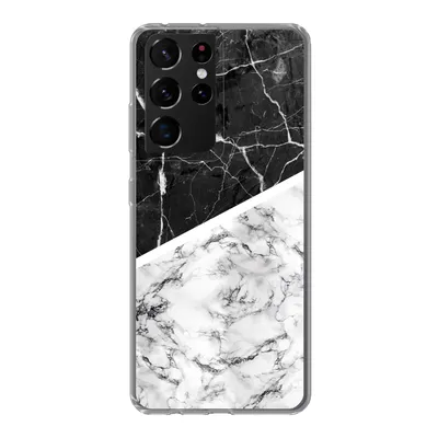 Produktbild von MuchoWow® Handyhülle Schutzhülle Hülle für Samsung Galaxy S21 Ultra Marmor - Schwarz - Weiß Silikon Softcase Handy Hülle - Mobiltelefon