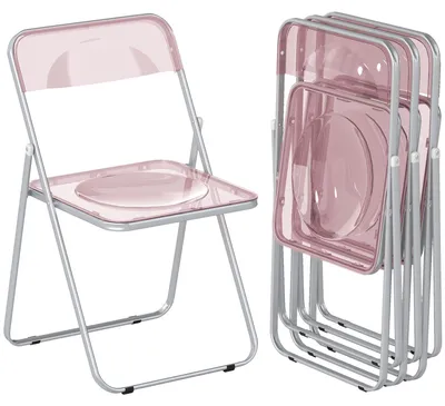 Produktbild von Set mit 4 transparenten Acryl-Klappstš¹hlen, Rosa