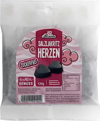 Produktbild von Rexim Salzlakritz Herzen zuckerfrei 120g