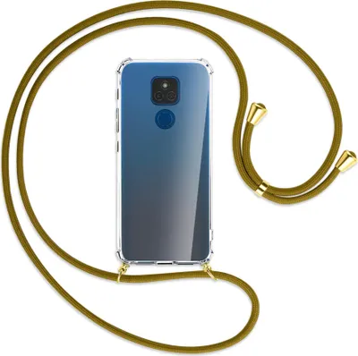 Produktbild von Handykette Backcover-Schutzhülle mit Band (Metall goldfarben) für Motorola Moto E7 Plus - beige