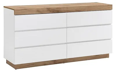 Produktbild von Kommode mit 6 Schubladen – Weiß und naturfarben – RENIRI