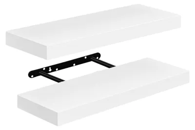 Produktbild von Schweberegal, weißes Wandregal, Bücherregal, Dekoregal, Wandregal aus MDF-Holz, 2er-Set, Hängeregal, weiß, 40 x 14 x 3 cm
