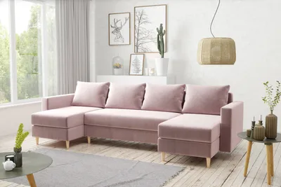 Produktbild von AX LIVING Sofa U Form mit Schlaffunktion Wesly U 290 cm Lila – Stil & Komfort