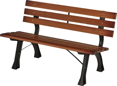 Produktbild von Sweiko Sitzbank für 2 Personen, für Garten & Terrasse, Gussaluminium+Naturholz, 120 x 57 x 70 cm, Braun