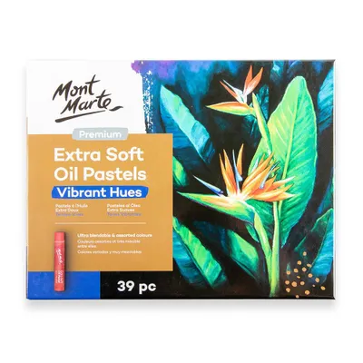 Produktbild von Mont Marte Ölpastellkreiden Set – Lebendige Farben 39 Stk. – Extra weich, leicht verblendbar – Für Malerei & Kreative – Ideal für Anfänger & Künstler