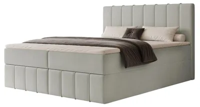Produktbild von Boxspringbett NOVA 180x200 Paneel-Optik Bettkasten Bonellmatratze Aschgrau Samt