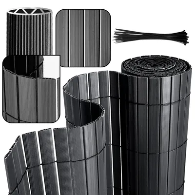 Obrázok produktu pre Ochranná sieťka z PVC, plot na ochranu súkromia, antracitová farba, ochrana proti vetru pre záhradu, balkón a terasu, rozmer 90x300 cm, stabilná W-tvarovaná konštrukcia