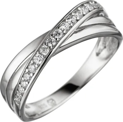Produktbild von Ring Damenring mit Zirkonia weiß 925 Silber überkreuzt dreireihig Fingerring Innenumfang 52mm  Ø16.6mm