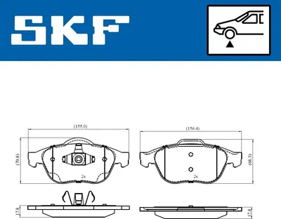 Produktbild von SKF Bremsbeläge Satz Vorne Bremsklötze für RENAULT SCÉNIC II (JM0/1) VKBP 80263