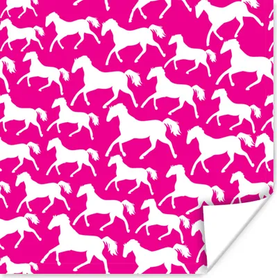 Produktbild von MuchoWow® Poster Pferde - Rosa - Weiß - Mädchen - Kinder - Mädchen 30x30 cm - Wandposter - Printing