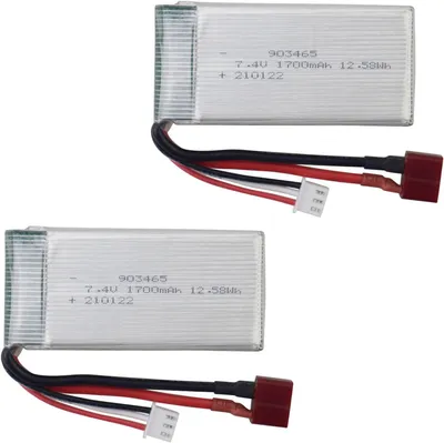 Obrázok produktu pre 2 ks 7,4 V 1700 mAh lítiových batérií pre RC autá | Univerzálna kompatibilita 9200/9200E a iné | Optimalizovaný výkon | Bezpečnosť a odolnosť