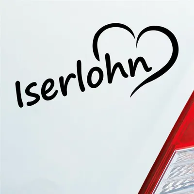 Produktbild von Auto Aufkleber Iserlohn Herz Stadt City Liebe Love Heimat 18x8 cm Schwarz Glanz Sticker Heckscheibenaufkleber