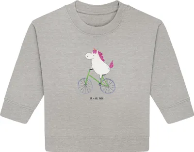 Produktbild von Mr. & Mrs. Panda Organic Baby Pullover Einhorn Radfahrer 6. - 12. Monat - Heather Grey - Geschenk, Einhörner, Liebeskummer, Konfetti, Bullover, Unicorn, Radfahren