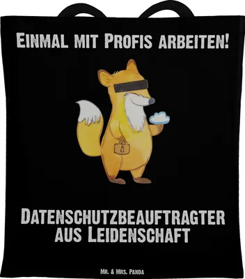 Produktbild von Mr. & Mrs. Panda Schultasche Datenschutzbeauftragter Leidenschaft - Schwarz - Geschenk, Shopping Tasche, Datenschutz, Büchertasche, Stoffbeutel, Beruf, Tote Bag, Spruch