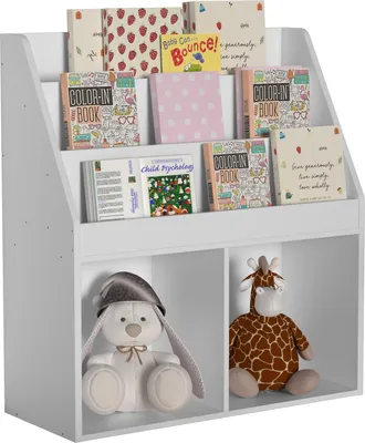 Produktbild von Træhylde | Rumbesparende børnehylde | Mål: H. 80 x B. 73 x D. 30 cm | Elegant hyldestand | Opbevaringsboks | Bogreol | Opbevaringshylde - Besira M