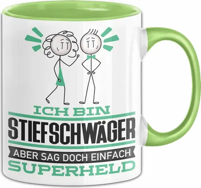 Produktbild von Stiefschwäger Geschenk Tasse Ich Bin Stiefschwäger Aber Sag Doch Einfach Superheld Lustige Geschenkdiee für Stiefschwäger Kaffee-Becher (Grün)