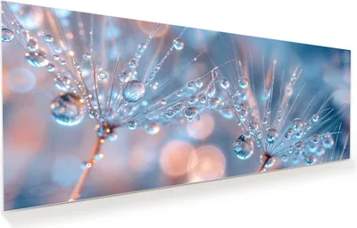 Produktbild von Glasbild 150x60cm in XXL für Wohnzimmer, Schlafzimmer Motiv Wassertropfen Kunst