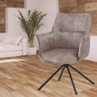 Produktbild von Drehbarer Design Stuhl AURELIA creme Samt Metallgestell 360°