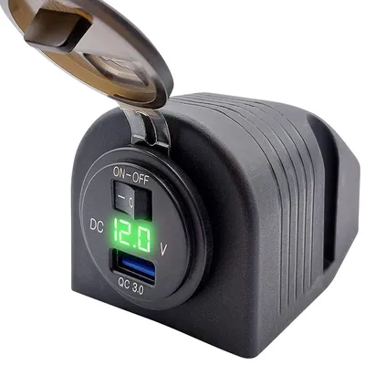 Produktbild von ProRide 12V USB 1‑Port Aufbaudose mit Schalter/Voltmeter 5V/2,4A