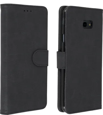 Image de Avizar, Portefeuille Flip Cover, Etui à rabat en similicuir pour Samsung Galaxy J4 Plus, Noir
