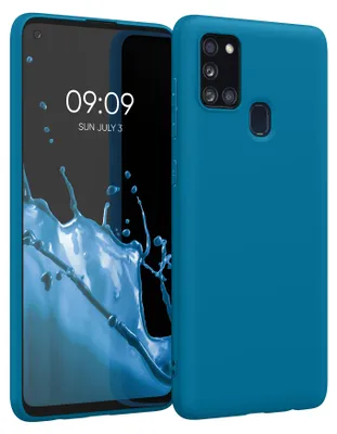 Produktbild von kwmobile Handyhülle für Samsung Galaxy A21s Hülle - TPU Case - Kabelloses Laden - Schutzhülle Cover in Karibikblau