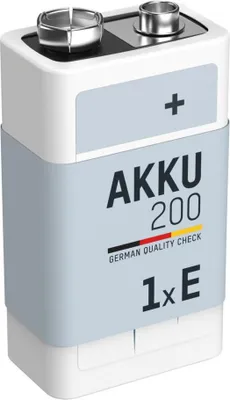 Produktbild von ANSMANN Akku 9V 200mAh E-Block NiMH 1,2V – 1000x wiederaufladbar (1 Stück)
