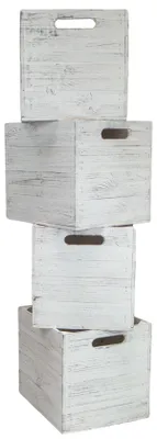 Produktbild von 4er set Holzkiste Shabby weiß schwarz passend für Kallax und Expeditregale Regaleinsatz