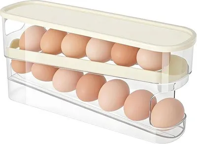 Produktbild von Famanu Eierhalter Kühlschrank, 2-stufiger rollender Eierdispenser - platzsparend