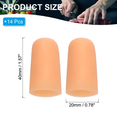 Produktbild von 1,6" Silikon-Gel-Fingerkuppen, 14 Stš¹ck Unterstš¹tzung Fingerspitzenhš¹llen Daumen Fingerkappen fš¹r Finger, Beige
