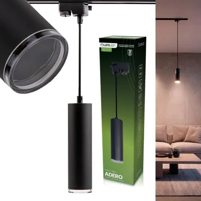 Produktbild von LUMILED Schienen Hängelampe, Pendellampe für Schienensystem, IP44 höhenverstellbar Strahler, 1-flammig, Moderne Hängeleuchte, 149 cm GU10 max. 12W Schwarz verstellbar Track Light Reflektor Esstischlampe Lampe Esstisch Wohnzimmerlampe