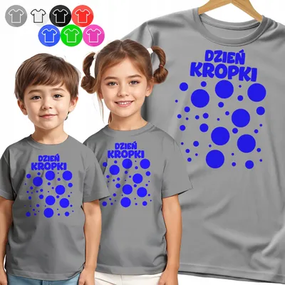 Zdjęcie produktu dla Koszulka Dziecięca Tshirt - Na Dzień Kropki Niebieskia Kropka - 122 S