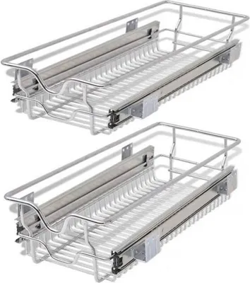 Produktbild von 2x Küchenschublade Teleskopschublade Schubladen Drahtkorb TeleskopSchublade Ablagen Schrankauszug 41cm