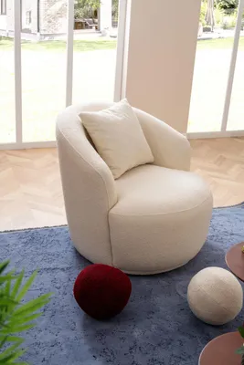 Produktbild von Sessel Modern Weiße Wohnzimmer Sitzmöbel Textil Design Möbel Lounge Club