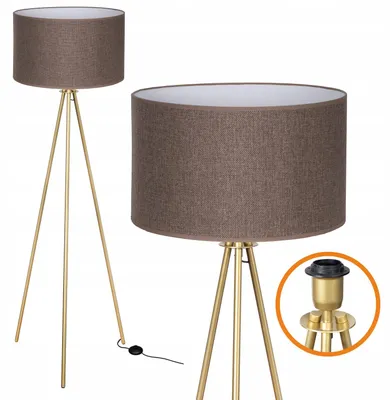 Produktbild von Cerlux Trigni Stehleuchte Gold Braun Leinen LED