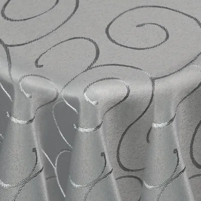 Produktbild von DecoHomeTextil Kringel Circle Tafeldecke Ornamente Damast Tischdecke Hellgrau Rund 160 cm