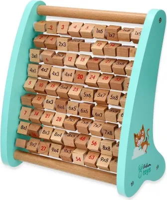 Produktbild von Buntes Multiplikationsbrett, Zählen bis 81 – Multiplikationslehrmittel - Zahlen Multiplikationstabelle Spielzeug aus Holz - Kinder Lernspielzeug ab 3 Jahre - 21x24x11,5 cm