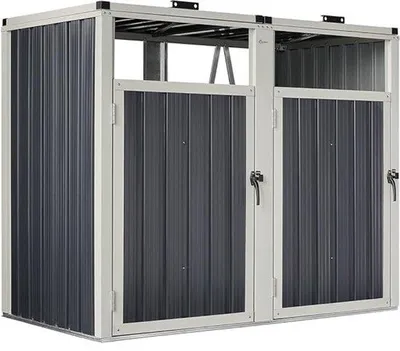 Produktbild von Famanu Containerverkleidung für 2 Abfallbehälter - 121x146x82 cm - Anthrazit - Verzinkter Stahl