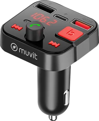 Immagine prodotto di Trasmettitore FM Bluetooth per accendisigari con porta di ricarica USB /USB-C, Muvit