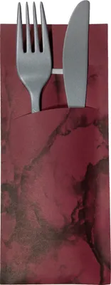 Produktbild von 520 Bestecktaschen mit Serviette bordeaux marmoriert 20 cm