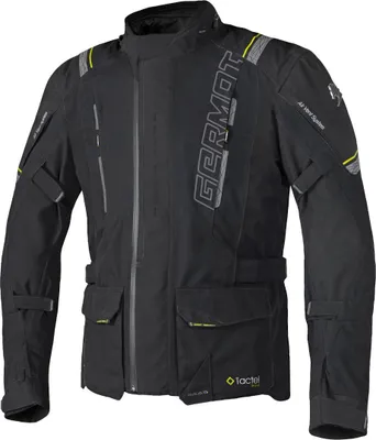 Image de Veste textile imperméable pour moto Germot Amaruq, noir/jaune fluo, L