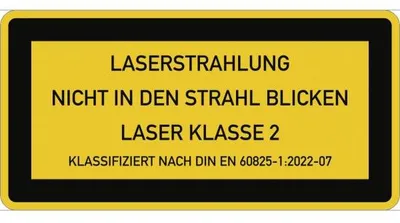 Produktbild von Dreifke® Aufkleber LASER KLASSE 2 DIN 60825-1, Textschild, Folie, 52x26 mm, 1...