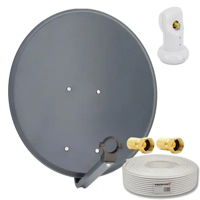 Produktbild von PremiumX Sat Anlage 60cm Satellitenschüssel Single LNB Kabel 2x F-Stecker