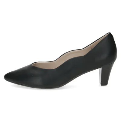 Produktbild von Caprice Damen Pumps Trichterabsatz Leder Wellenkante 9-22400-42, Größe:39 EU, Farbe:Schwarz